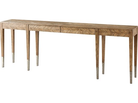 Theodore Alexander Rectangular Wood Echo Oak Calhoun Long Console Table