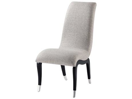 Theodore Alexander Keno Bros. Mahogany Wood Black Upholstered The Osmo Side Dining Chair