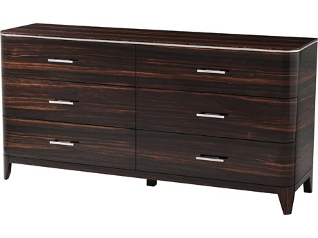 Theodore Alexander Keno Bros. 6-Drawers Brown Mahogany Wood The Knickerbocker Double Dresser