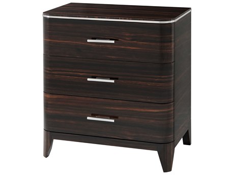 Theodore Alexander Keno Bros. 3-Drawers Brown Mahogany Wood The Knickerbocker Nightstand