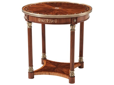 Theodore Alexander Stephen Church Round Wood Light Etimoe Paulette End Table
