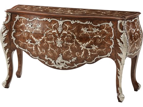 Theodore Alexander Stephen Church 3-Drawers Brown Mahogany Laurent Bombe Commode