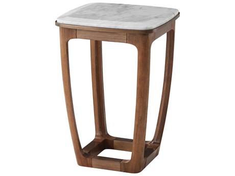 Theodore Alexander Steve Leung Square Marble Brushed Vintage Bronze Caribbean Cask Converge End Table