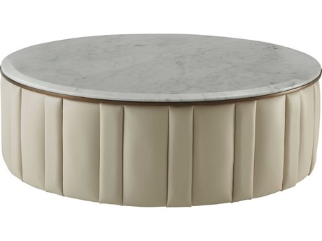 Theodore Alexander Steve Leung Round Marble Brushed Vintage Bronze Allure Attraction Cocktail Table