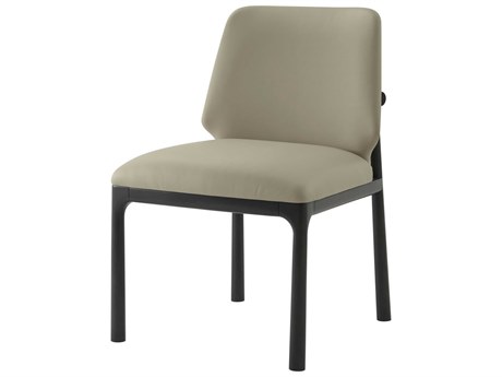 Theodore Alexander Kesden Black Leather Side Dining Chair