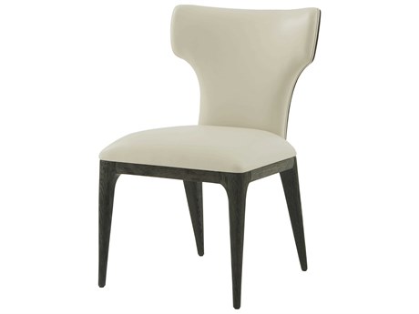 Theodore Alexander Repose Solid Wood Black Leather Side Dining Chair