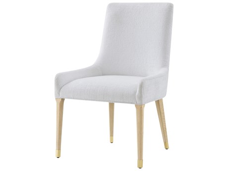 Theodore Alexander Judith Leiber Couture Natural Wood White Upholstered Armless Dining Chair