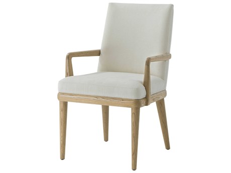 Theodore Alexander Essence Solid Wood Beige Upholstered Arm Dining Chair