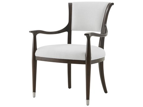 Theodore Alexander Spencer London Solid Wood Brown Upholstered Arm Dining Chair