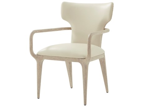 Theodore Alexander Repose Solid Wood Natural Faux Leather Arm Dining Chair