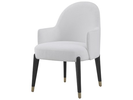Theodore Alexander Luna White Upholstered Arm Dining Chair
