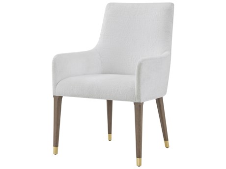 Theodore Alexander Judith Leiber Couture Solid Wood White Upholstered Arm Dining Chair