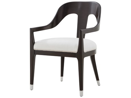 Theodore Alexander Spencer London Solid Wood Black Upholstered Arm Dining Chair