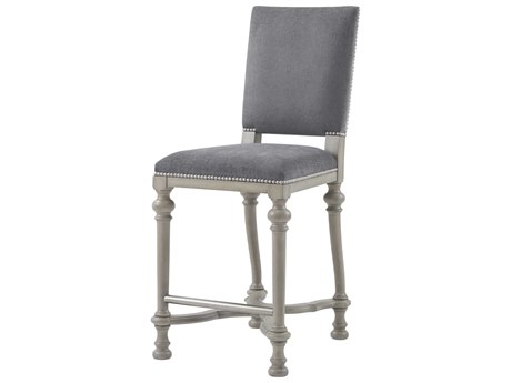 Theodore Alexander High Fashion Fossil Nickel Upholstered Cultivated Counter Stool