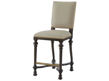 Theodore Alexander High Fashion Expresso Leather Cultivated Counter Stool