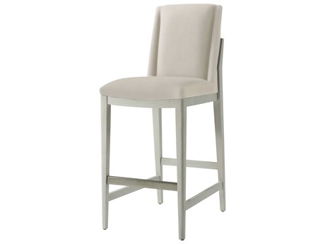 Theodore Alexander High Fashion Opal Nickel Leather Valeria Bar Stool