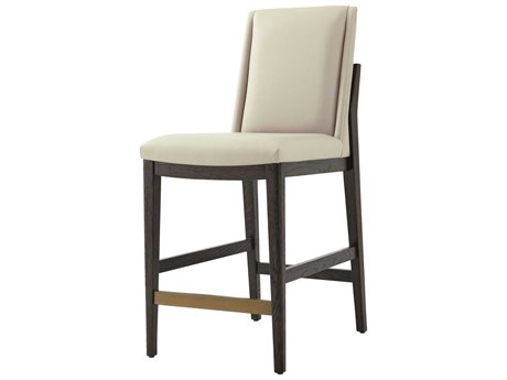 Theodore Alexander High Fashion Expresso Brass Upholstered Valeria Counter Stool