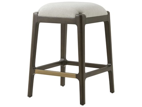 Theodore Alexander High Fashion Expresso Brass Upholstered The Talbot Counter Stool