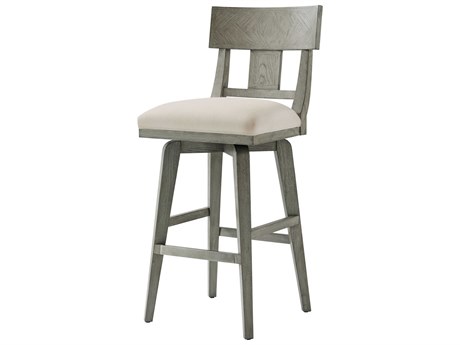 Theodore Alexander High Fashion Fossil Leather Jude Swivel Bar Stool