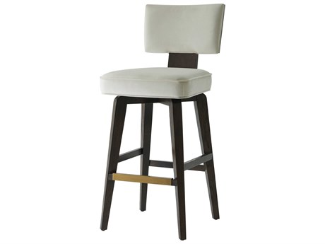Theodore Alexander High Fashion Expresso Upholstered 55 Broadway Swivel Bar Stool