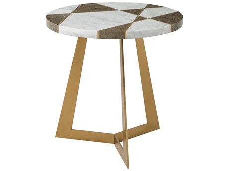 Theodore Alexander Ta Originals Round Marble Hampton Brass End Table