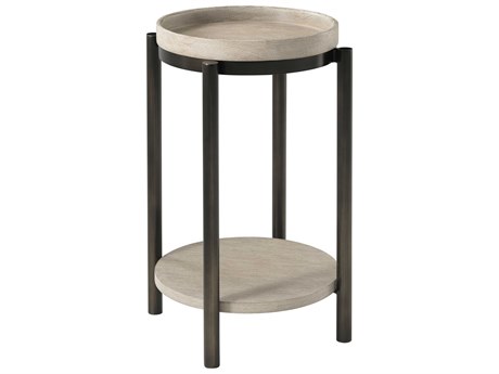 Theodore Alexander Repose Round Wood Grey Oak End Table