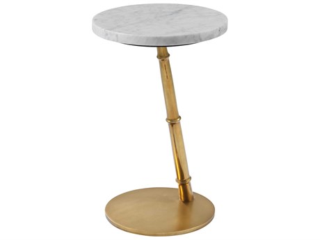 Theodore Alexander Kesden Round Marble Lbb Brass End Table