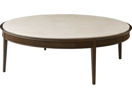 Theodore Alexander Lido Round Wood Bistre Coffee Table