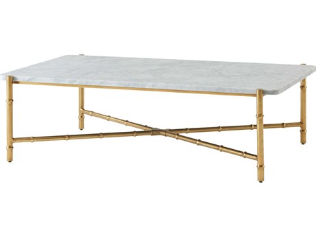 Theodore Alexander Kesden Rectangular Marble Lbb Brass Coffee Table