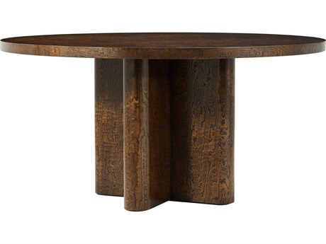 Theodore Alexander Kesden Round Wood Pyramid Brown Dining Table