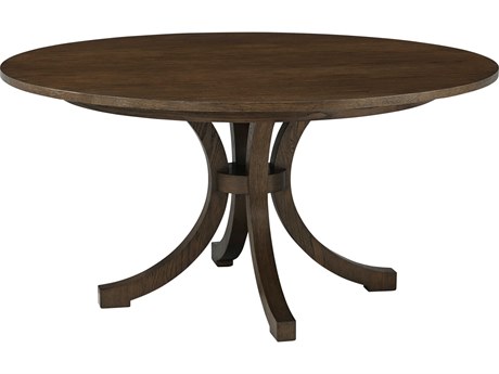Theodore Alexander Surrey Round Wood Brownstone Dining Table