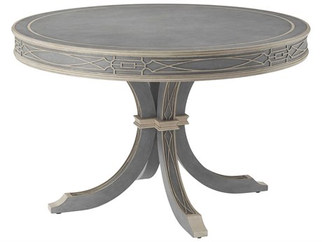 Theodore Alexander Ta - Morning Room Round Wood Light Stockton Grey Limestone Dining Table