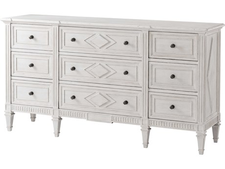 Theodore Alexander Tavel 9-Drawers White Beech Wood The Laurent Triple Dresser