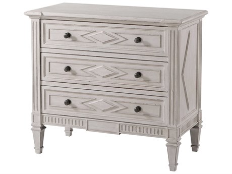 Theodore Alexander Tavel 3-Drawers White Beech Wood Nightstand