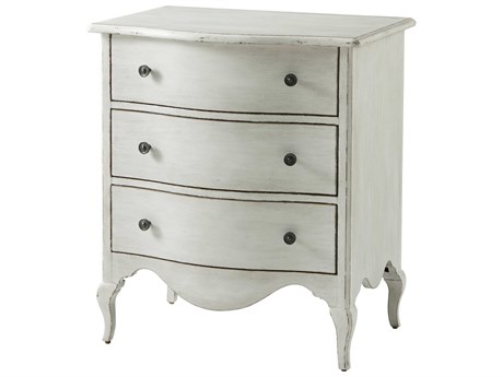 Theodore Alexander Tavel 3-Drawers White Beech Wood Nightstand