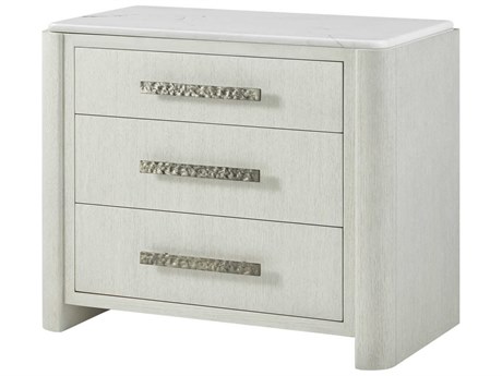 Theodore Alexander Essence 3-Drawers White Nightstand