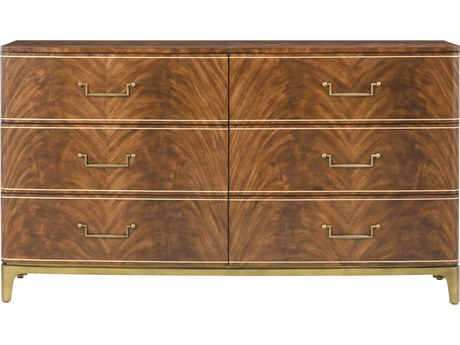 Theodore Alexander Spencer London 6-Drawers Brown Walnut Wood Double Dresser