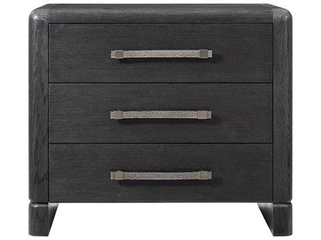 Theodore Alexander Luna 3-Drawers Gray Solid Wood Nightstand