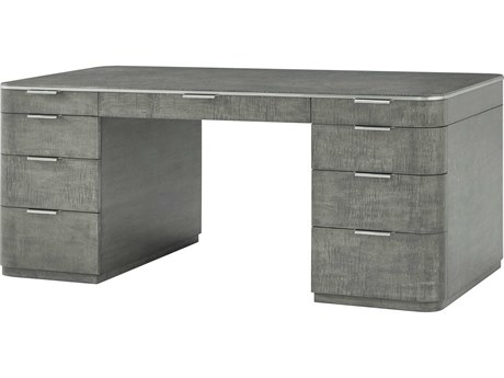 Theodore Alexander Hudson Pebble Grey Maple Wood Executive Desk