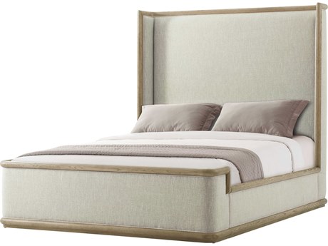 Theodore Alexander Catalina Dune Beige Oak Wood Queen Panel Bed