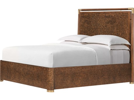 Theodore Alexander Kesden Pyramid Brown Ash Wood Queen Platform Bed
