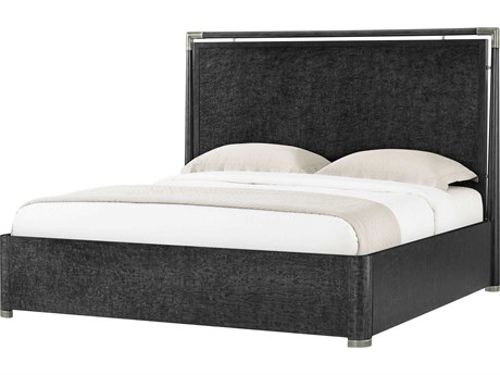 Theodore Alexander Kesden Silent Black Ash Wood Queen Platform Bed