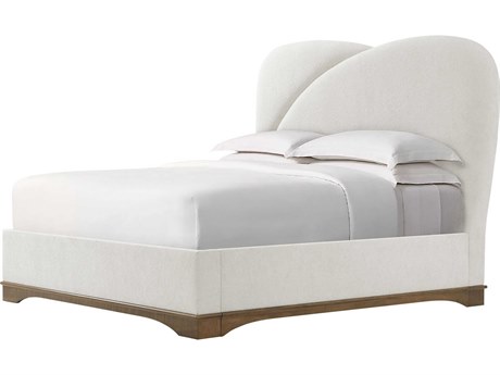 Theodore Alexander Origins Landmark White Sycamore Wood Upholstered Queen Platform Bed