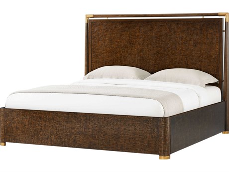 Theodore Alexander Kesden Pyramid Brown Ash Wood King Platform Bed