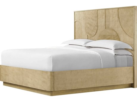 Theodore Alexander Origins Plinth Sesame Beige Sycamore Wood King Platform Bed