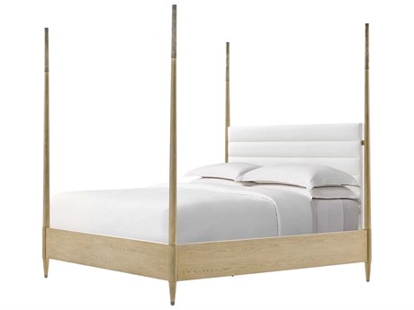 Theodore Alexander Balboa Coastal Grey Oak Wood King Canopy Bed
