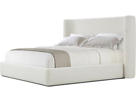 Theodore Alexander Maxwell White Solid Wood Upholstered King Platform Bed
