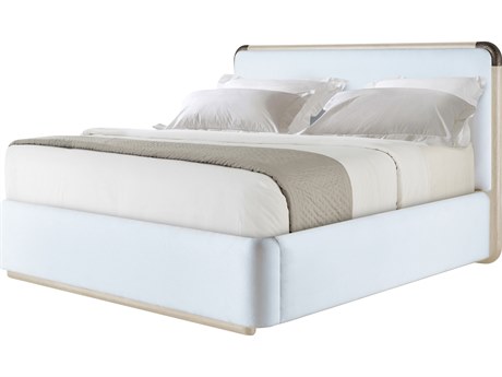 Theodore Alexander Luna White Solid Wood Upholstered King Platform Bed