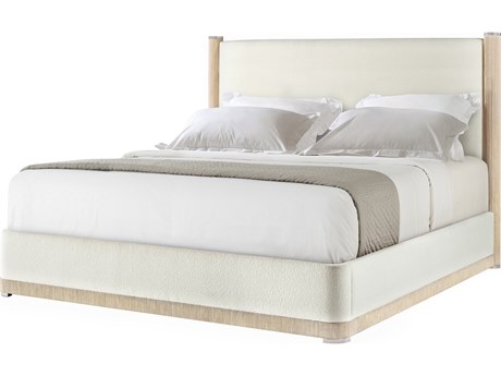 Theodore Alexander Horizon White Solid Wood Upholstered King Platform Bed