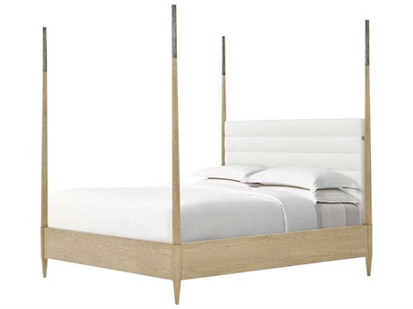 Theodore Alexander Balboa Coastal Grey Oak Wood California King Canopy Bed